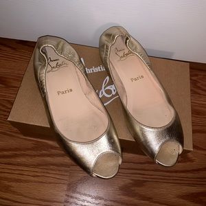 AUTHENTIC  Christian Louboutin Peep Toe EUC Flats